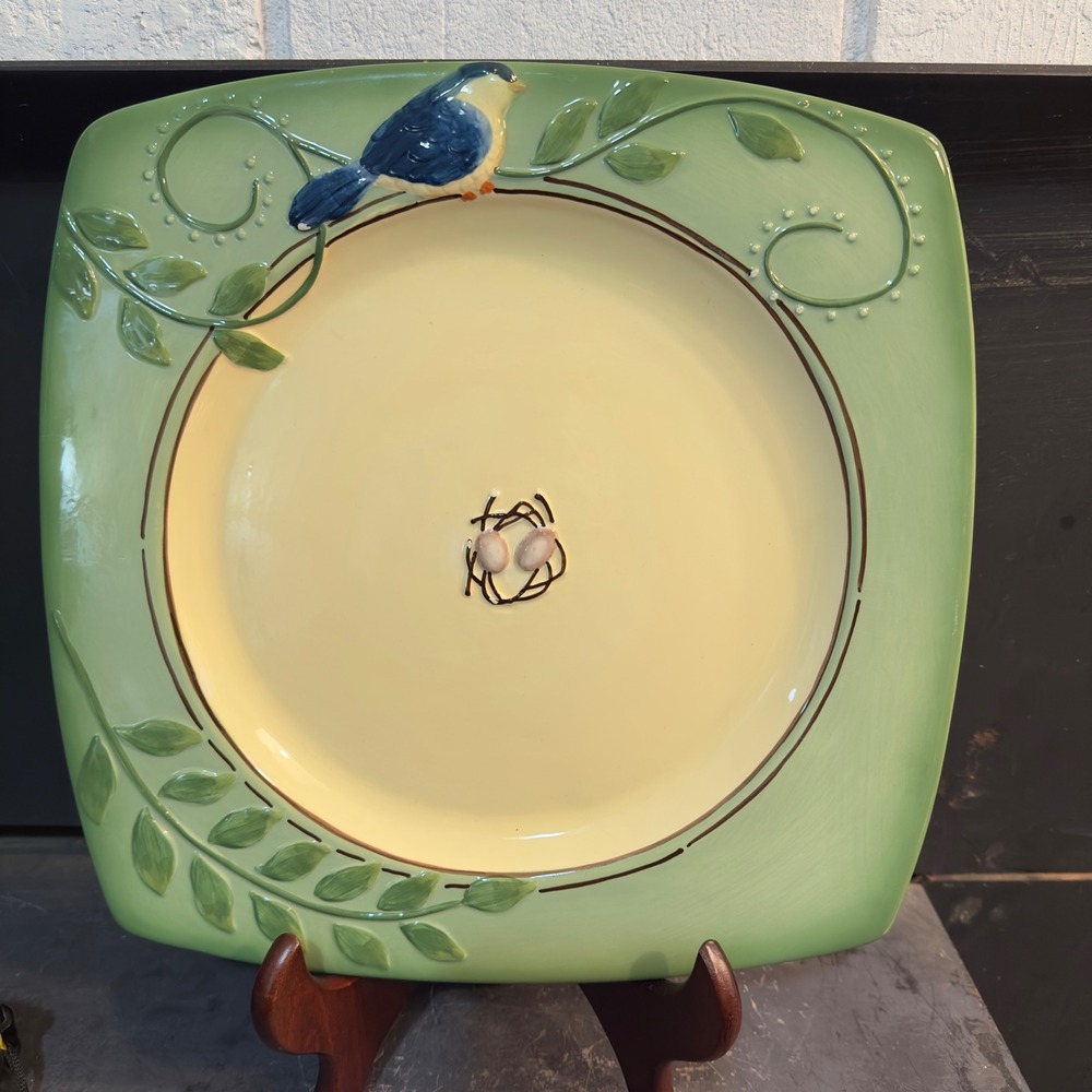 Ganz Spring Bird Nest Square Plate Decorative Tableware‎